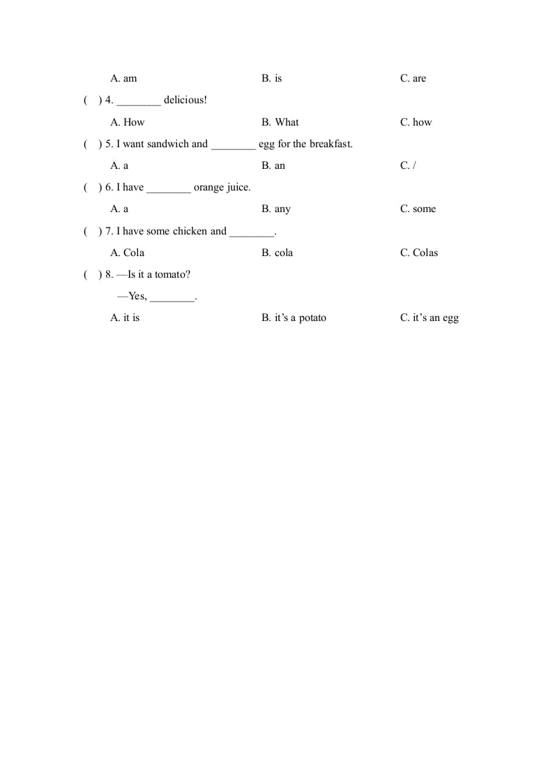 图片[2]-三年级英语上册Unit3_Lesson3课时训练（人教版一起点）-淘课榜