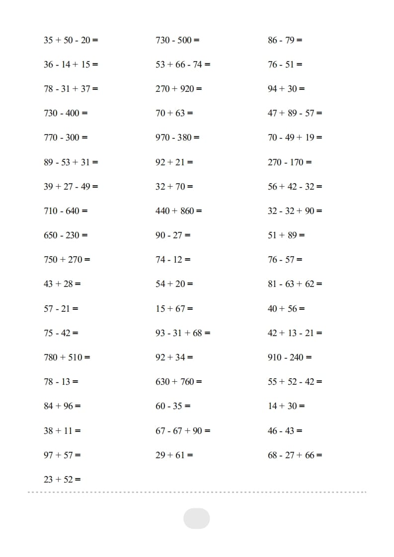 图片[2]-三年级数学上册▲口算题（万以内的加减法(一)）连打2500题（人教版）-淘课榜