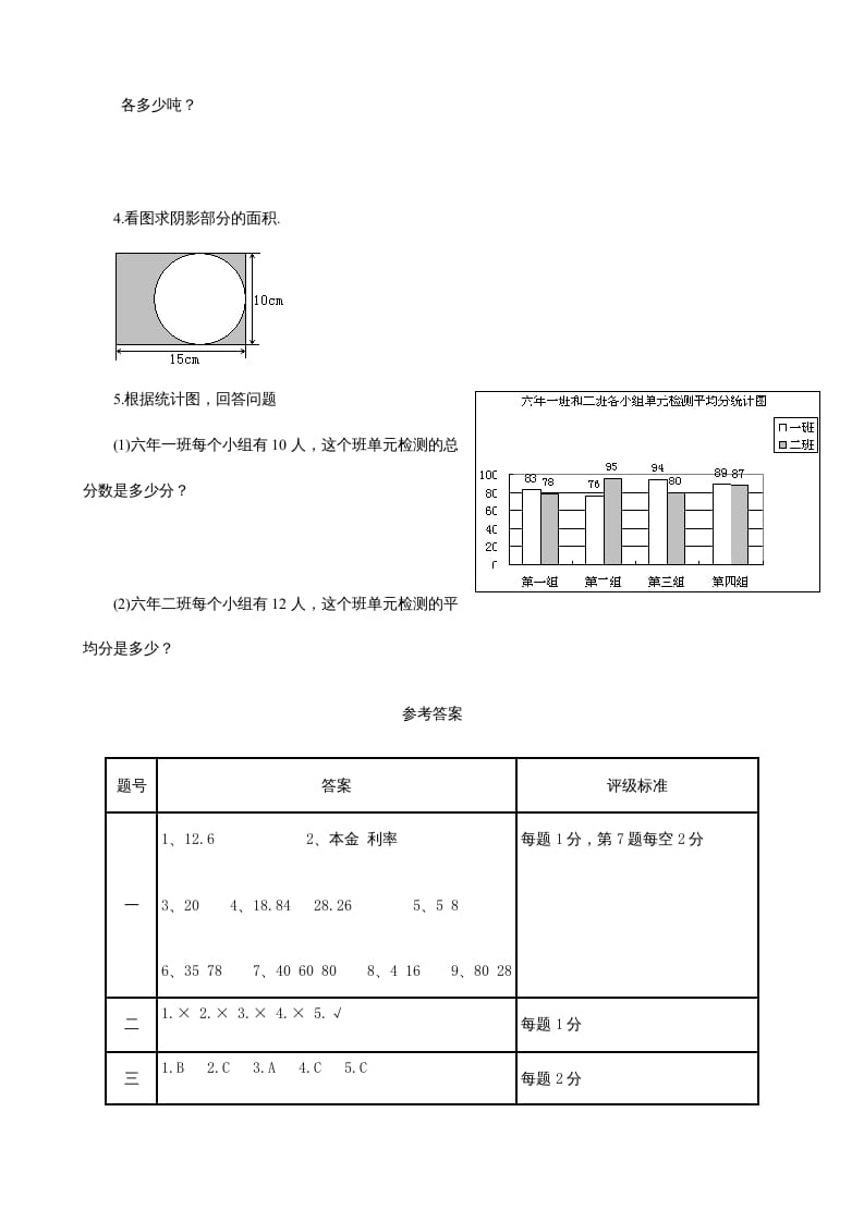 图片[3]-六年级数学上册期末练习(2)（北师大版）-淘课榜