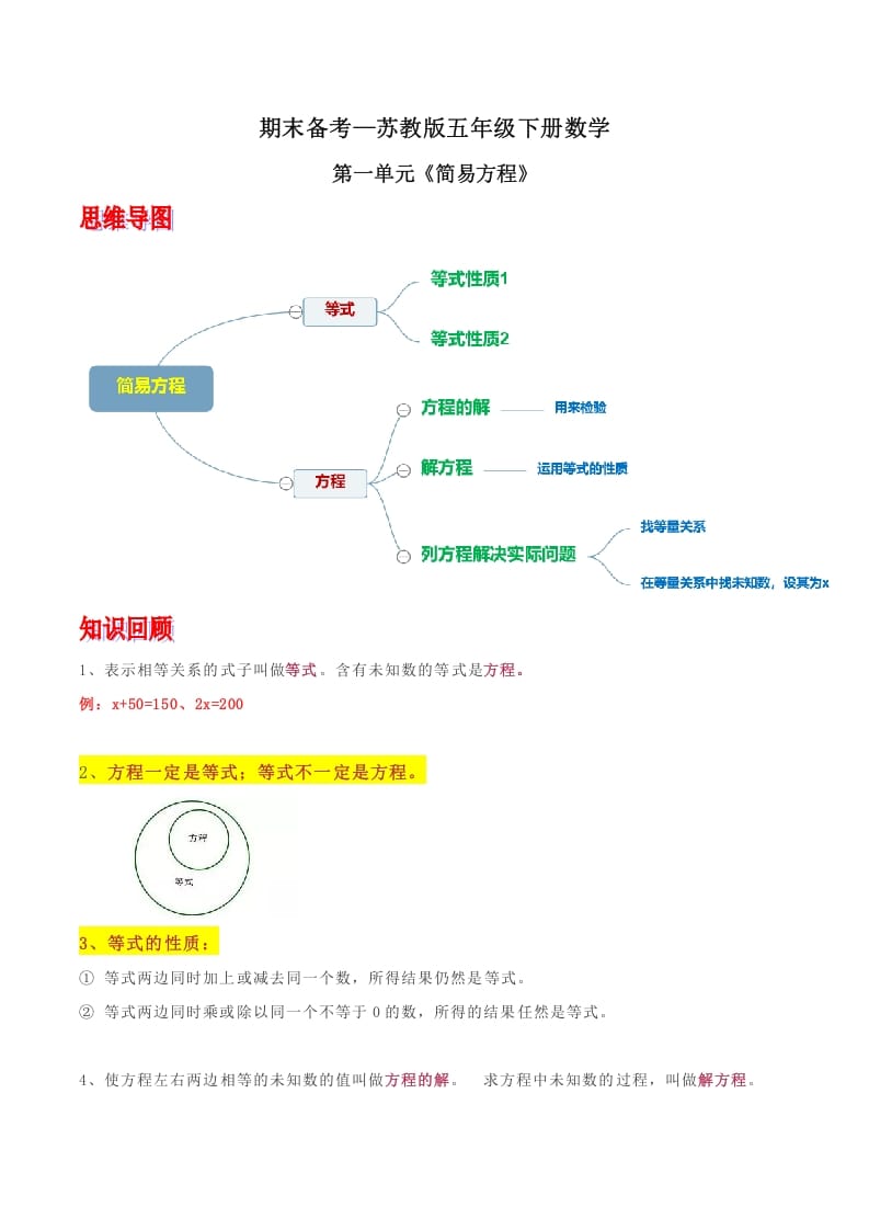 五年级数学下册苏教版知识点总结-淘课榜