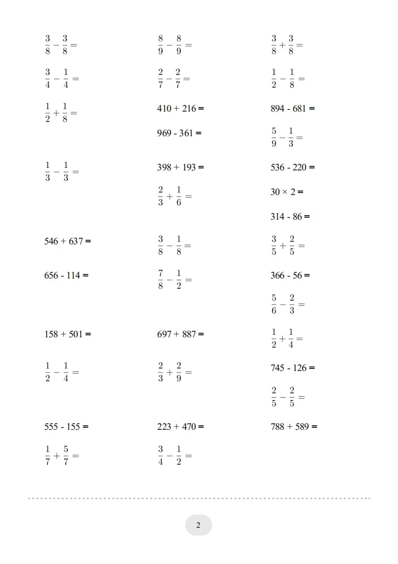 图片[2]-三年级数学上册口算题(【总复习】)1000题（人教版）-淘课榜