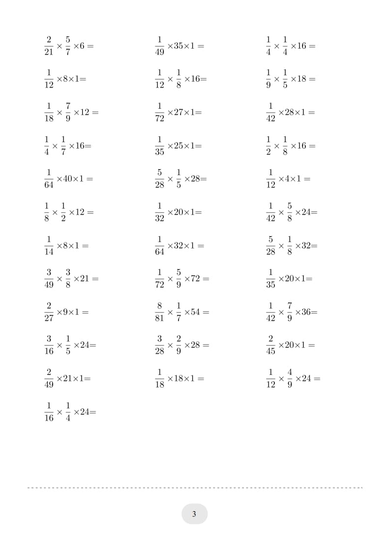 图片[3]-六年级数学上册▲口算题（分数与整数连乘）连打版（人教版）-淘课榜