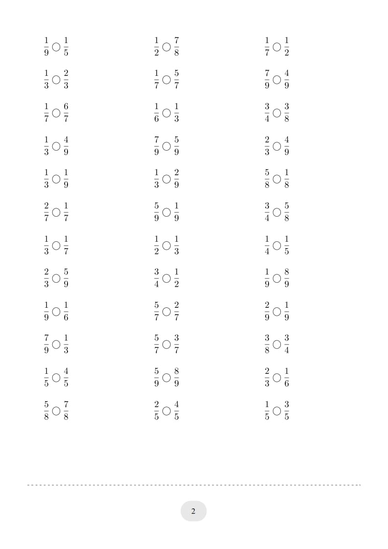 图片[2]-三年级数学上册口算题(分数比大小)1000题（人教版）-淘课榜