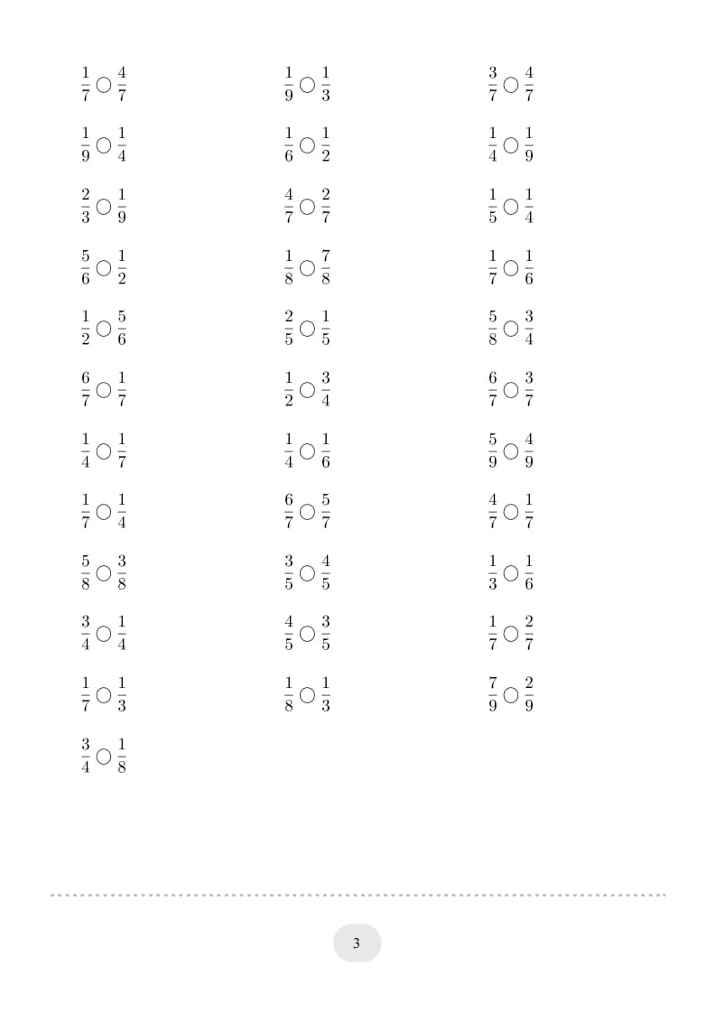 图片[3]-三年级数学上册口算题(分数比大小)1000题（人教版）-淘课榜