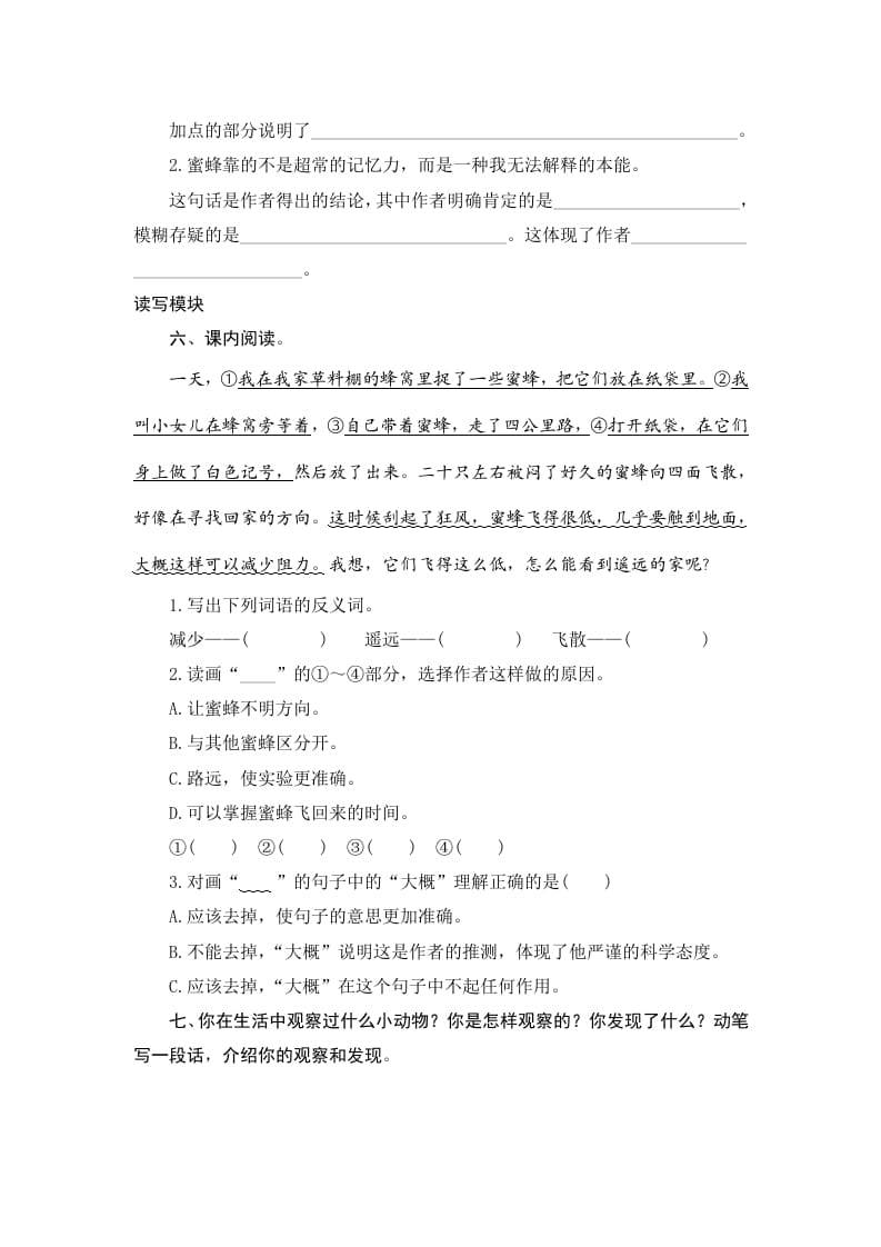 图片[2]-三年级语文下册14蜜蜂-淘课榜