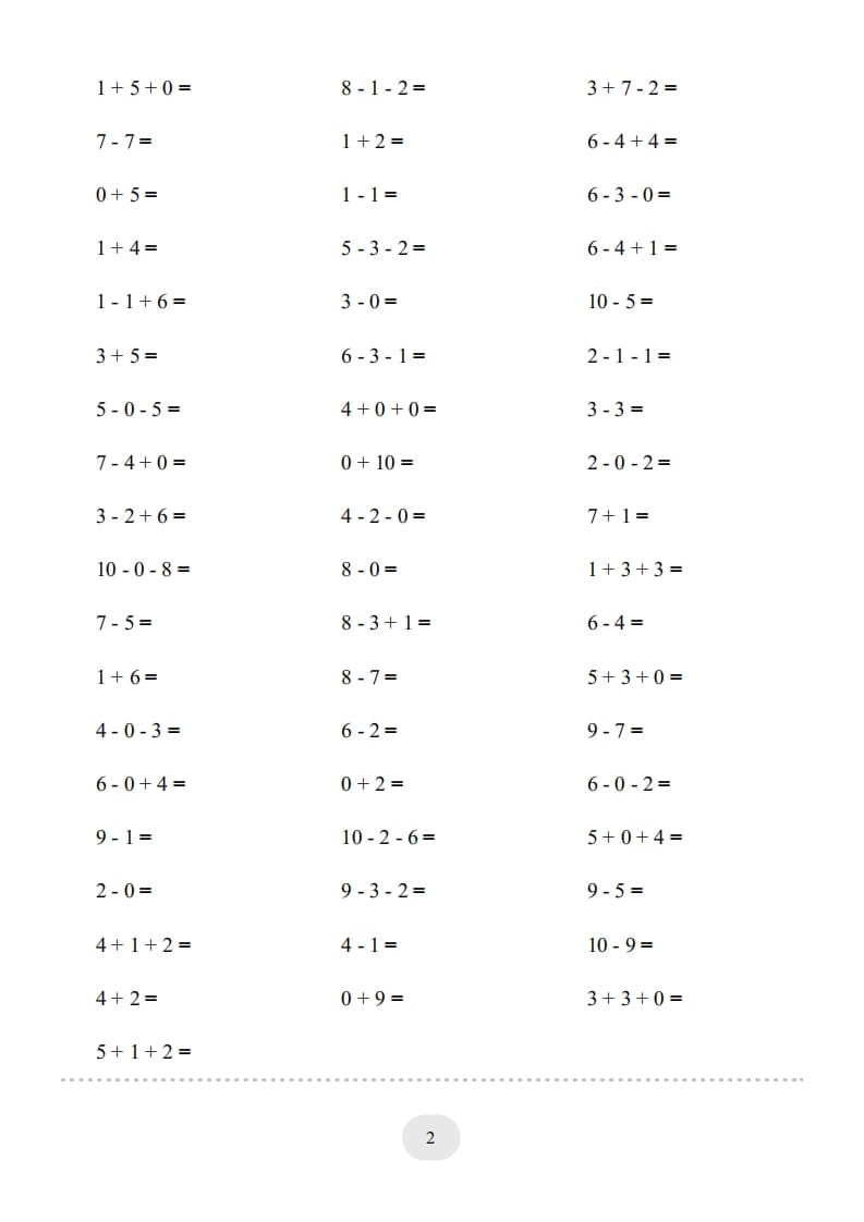 图片[2]-一年级数学上册（10以内的加减法–连加连减）2000题（人教版）-淘课榜