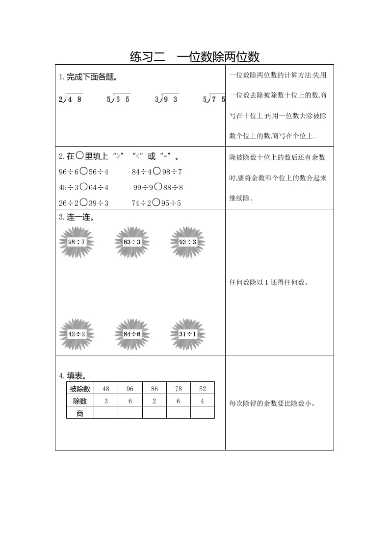 三年级数学下册2练习二一位数除两位数-淘课榜
