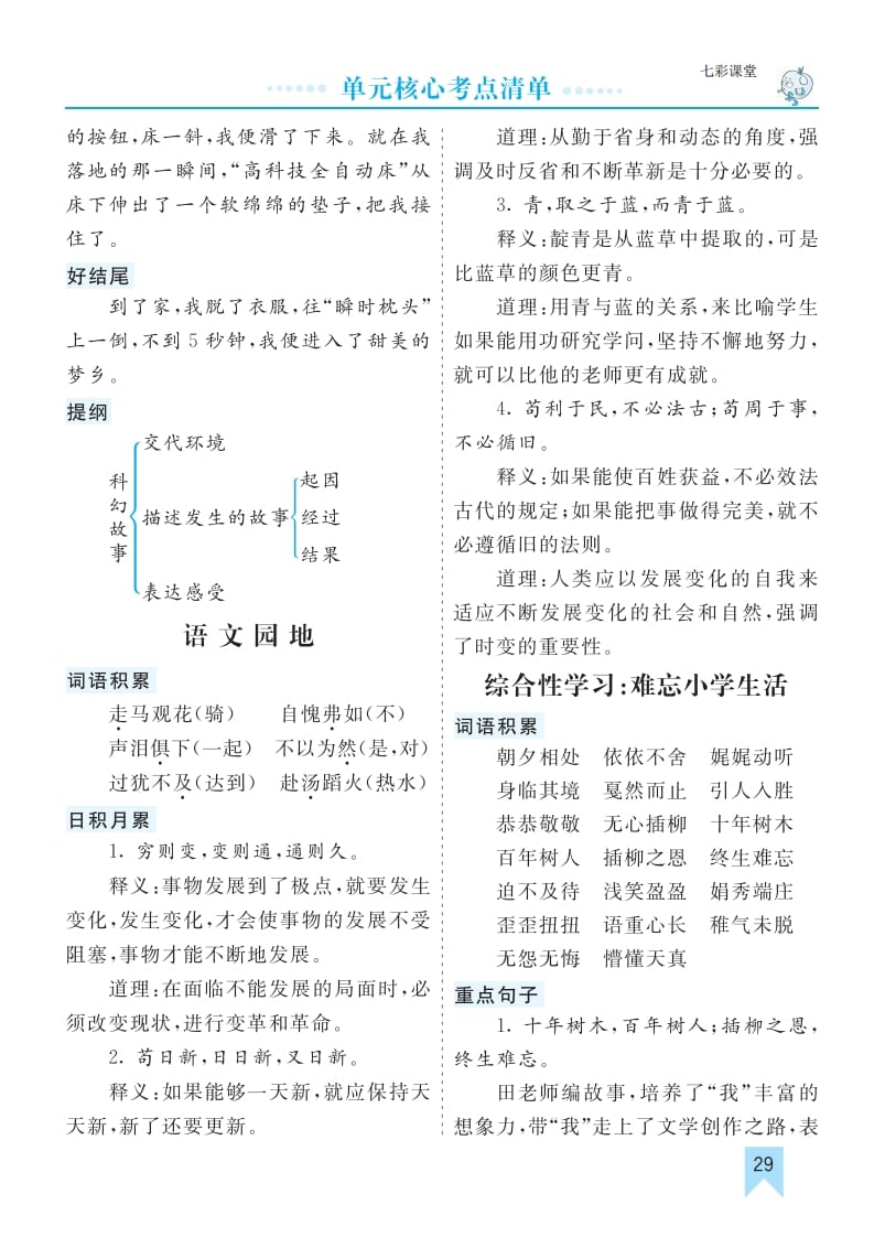 六年级语文下册第六单元核心考点清单-淘课榜