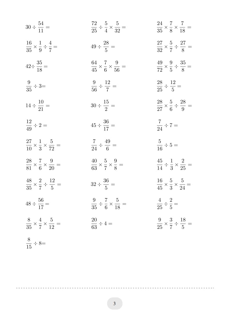 图片[3]-六年级数学上册▲口算题（分数除法）连打版（人教版）-淘课榜