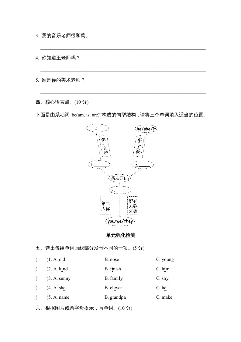 图片[2]-五年级英语上册Unit1单元知识梳理卷（人教版PEP）-淘课榜