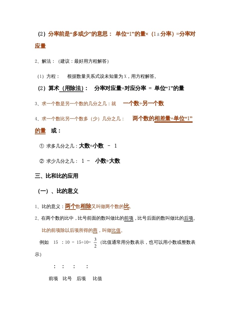 图片[2]-六年级数学上册第2单元归纳总结（人教版）-淘课榜