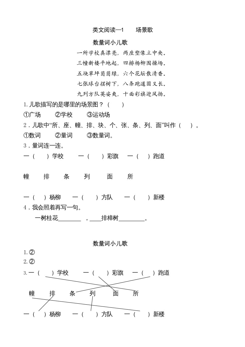 二年级语文上册类文阅读—1场景歌（部编）-淘课榜