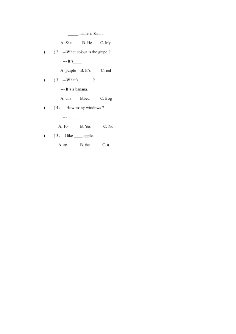 图片[2]-一年级英语上册Unit6+lesson4《Fruit》习题（人教一起点）-淘课榜