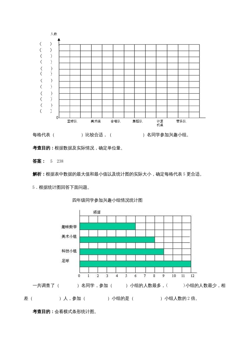 图片[3]-四年级数学上册《条形统计图》同步试题（人教版）-淘课榜