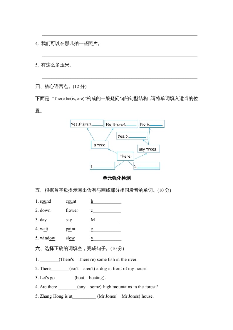 图片[2]-五年级英语上册Unit6单元知识梳理卷本（人教版PEP）-淘课榜