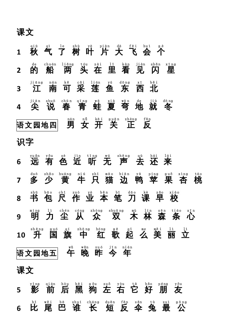 图片[2]-一年级语文上册识字表（部编版）-淘课榜