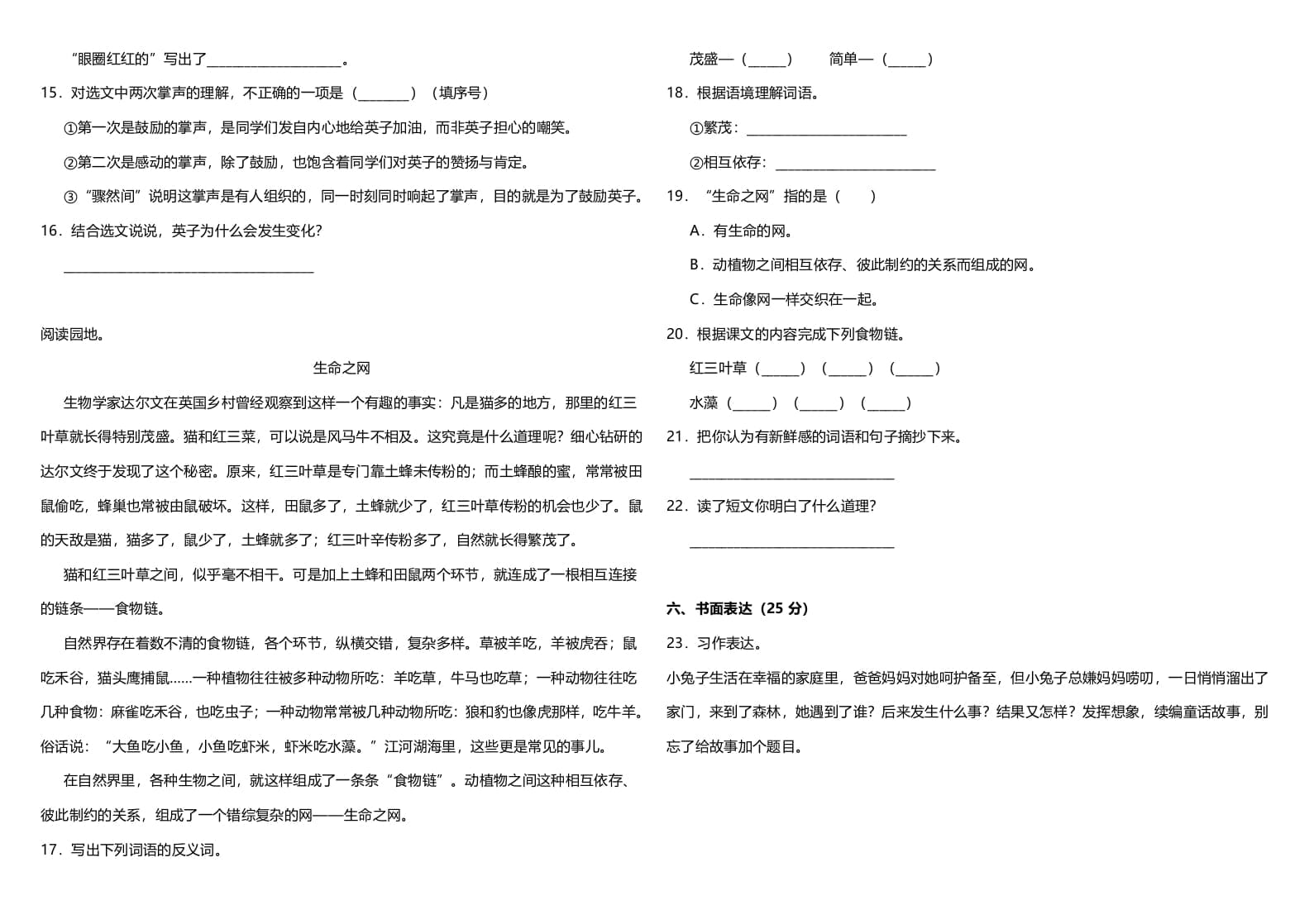 图片[3]-三年级语文上册（期末测试题）版（部编版）-淘课榜