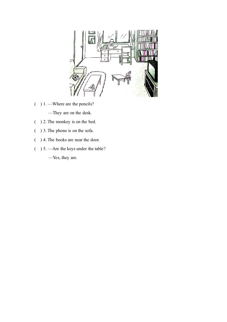 图片[3]-四年级英语上册Unit4_B_阶段训练（人教版一起点）-淘课榜
