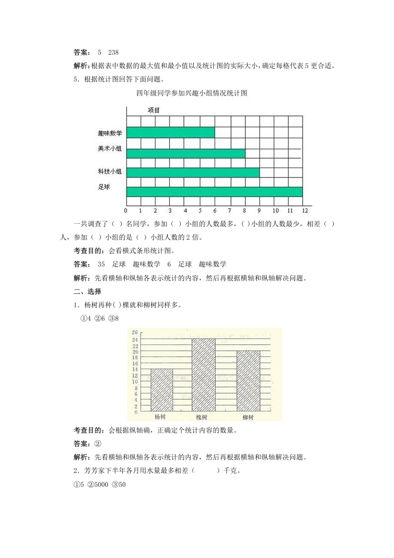 图片[3]-四年级数学上册同步测试及解析-条形统计图（人教版）-淘课榜
