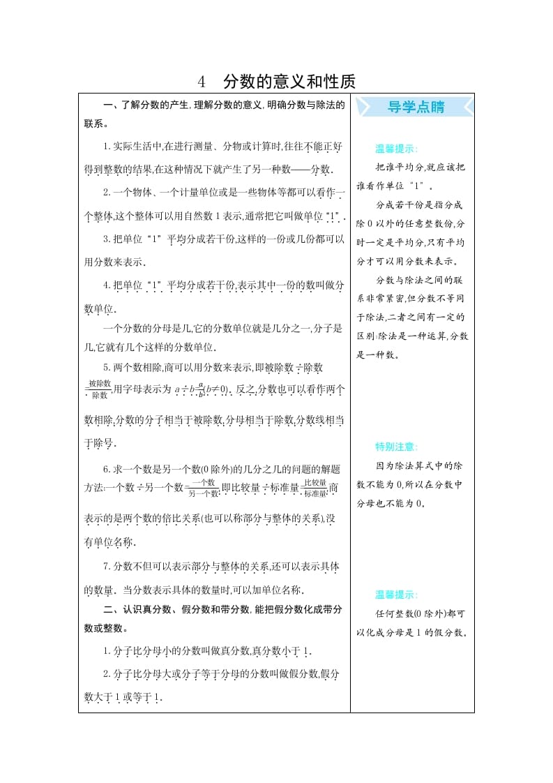 五年级数学下册4分数的意义和性质-淘课榜