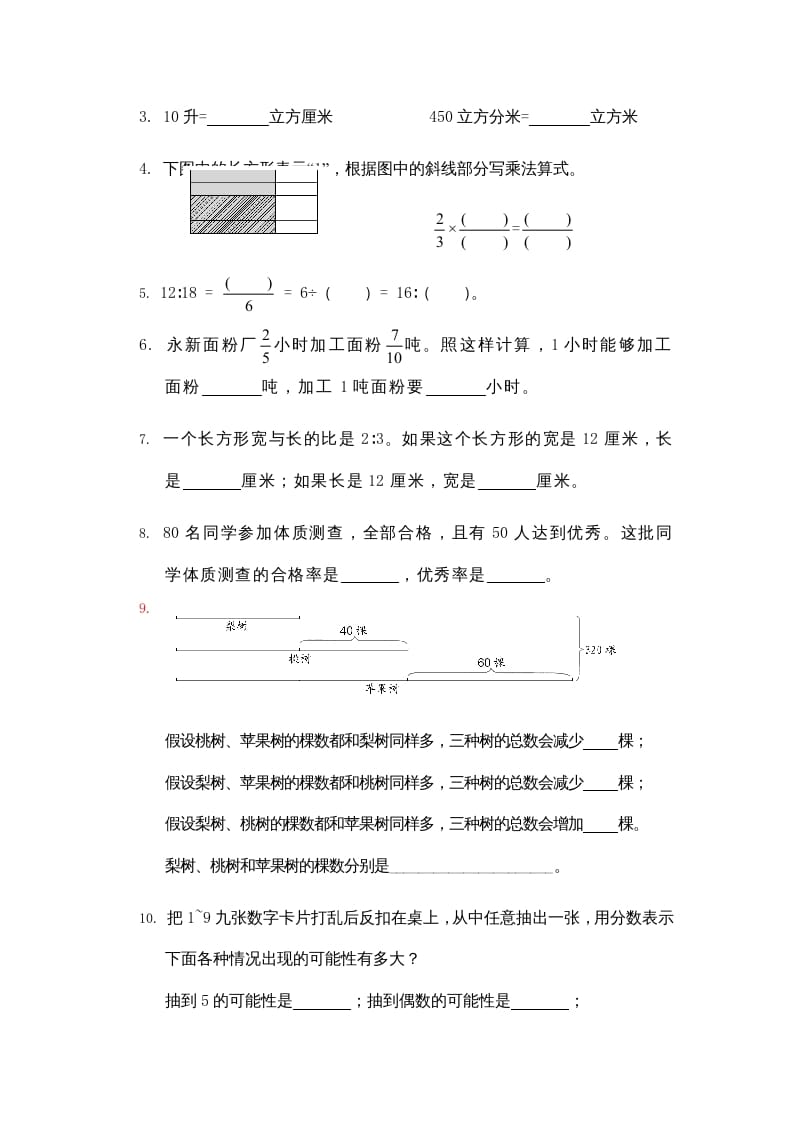 图片[2]-六年级数学上册期末复习检测试题(1)（苏教版）-淘课榜