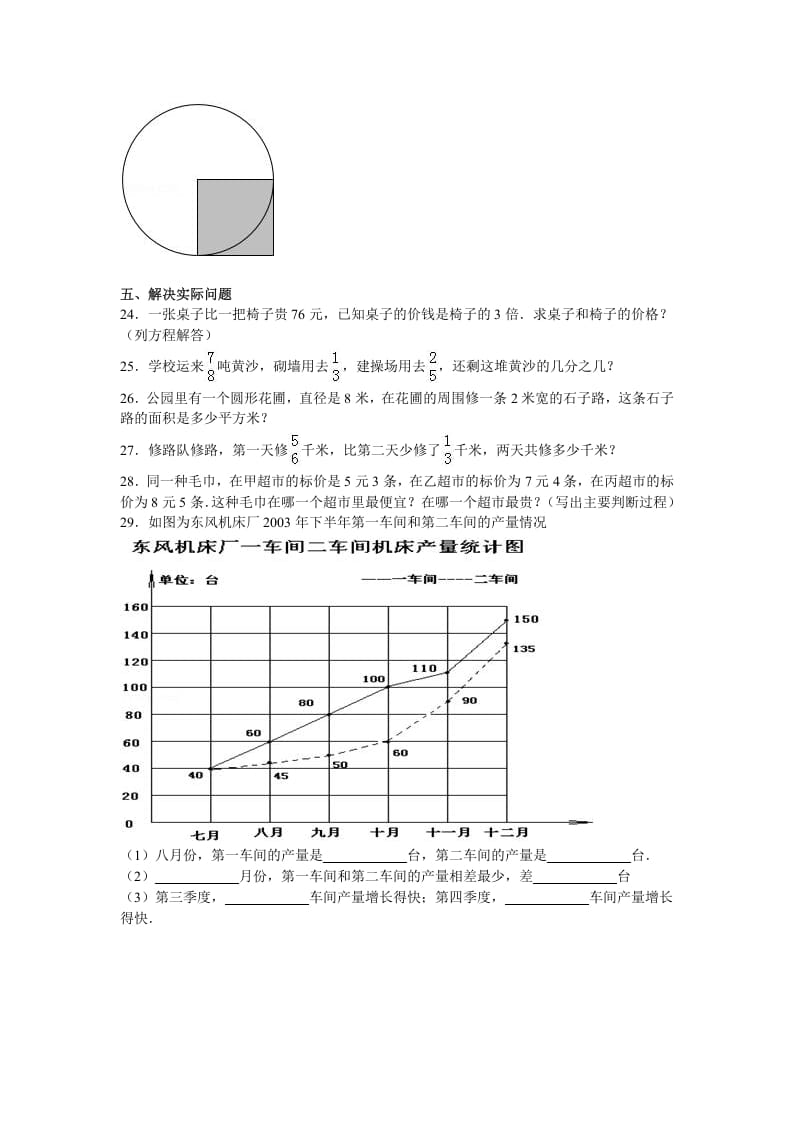 图片[3]-五年级数学下册苏教版下学期期末测试卷12-淘课榜
