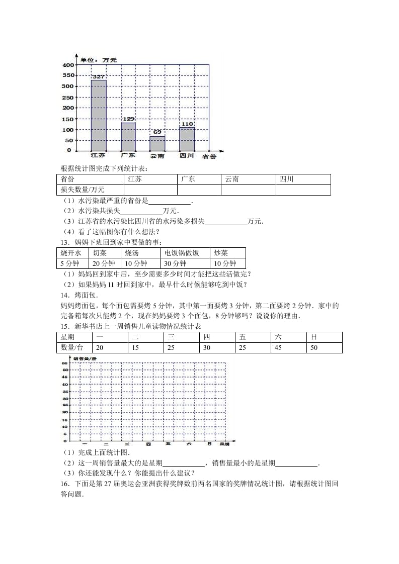 图片[3]-四年级数学上册第7单元测试卷1（人教版）-淘课榜