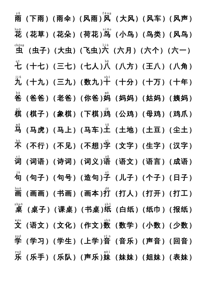 图片[2]-一年级语文上册上识字表生字组词(有答案）（部编版）-淘课榜