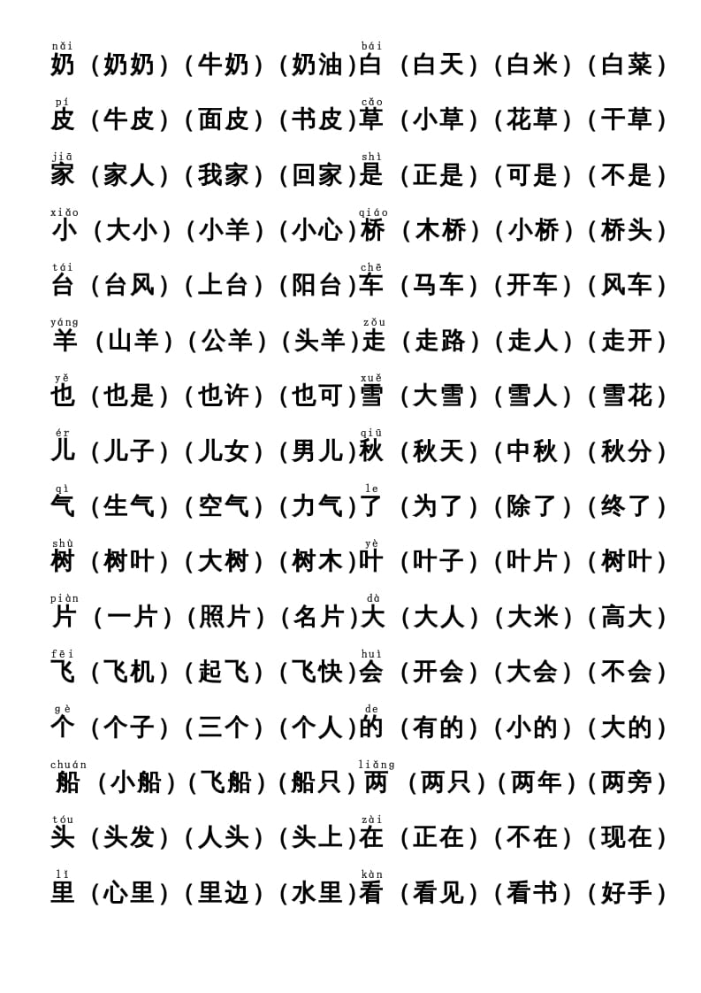 图片[3]-一年级语文上册上识字表生字组词(有答案）（部编版）-淘课榜