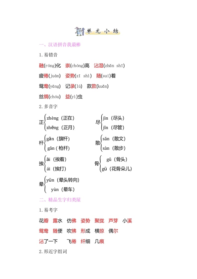 三年级语文下册知识小结-第一单元-淘课榜
