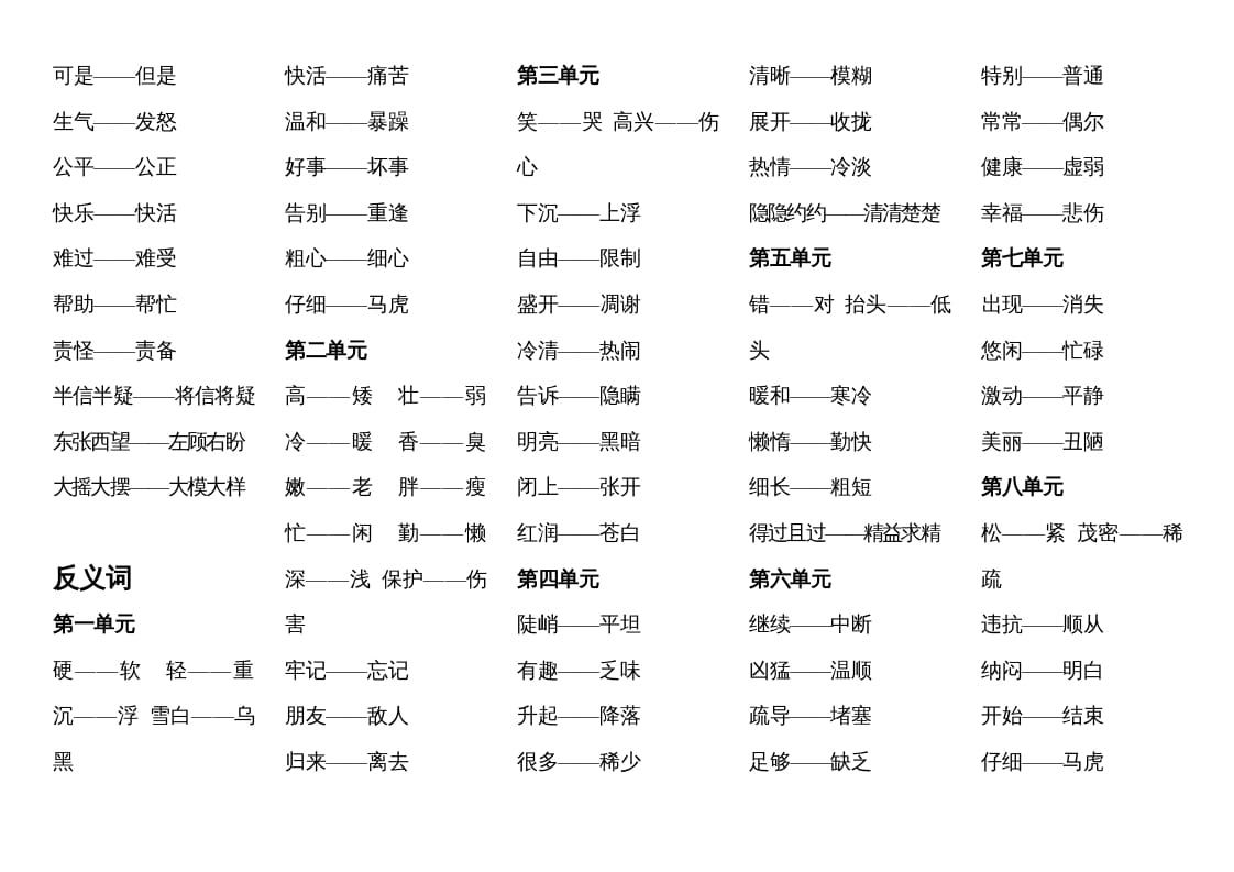 图片[2]-二年级语文上册近反义词汇总（部编）-淘课榜