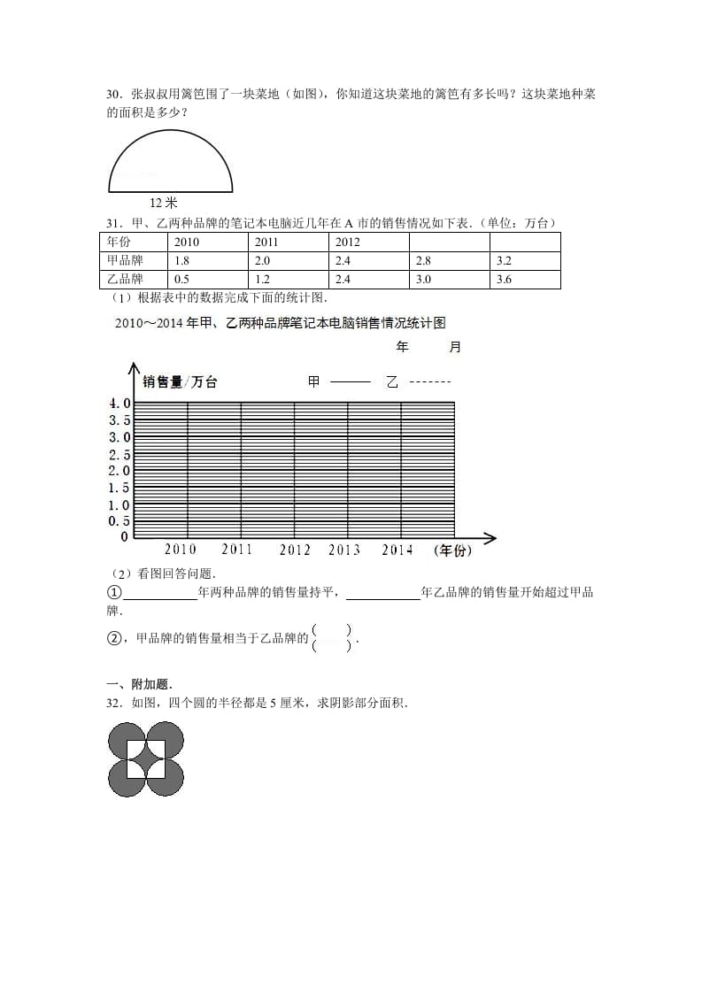 图片[3]-五年级数学下册苏教版下学期期末测试卷11-淘课榜