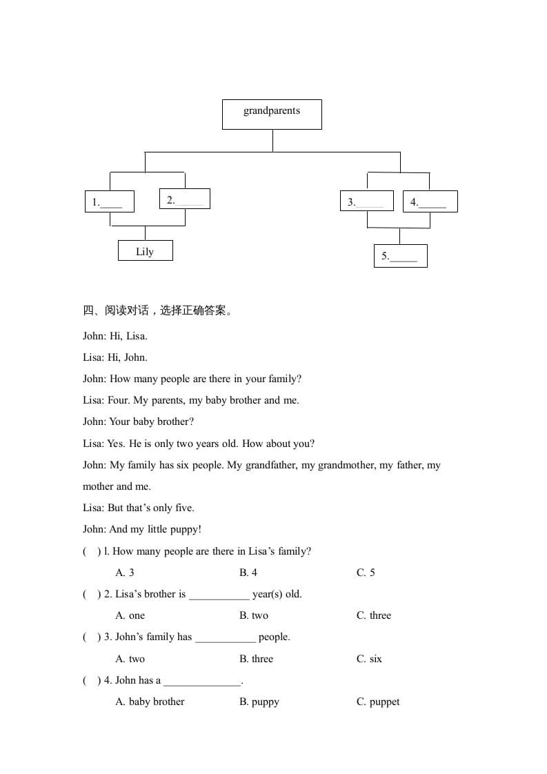 图片[2]-四年级英语上册Unit6_A_阶段训练（人教版一起点）-淘课榜